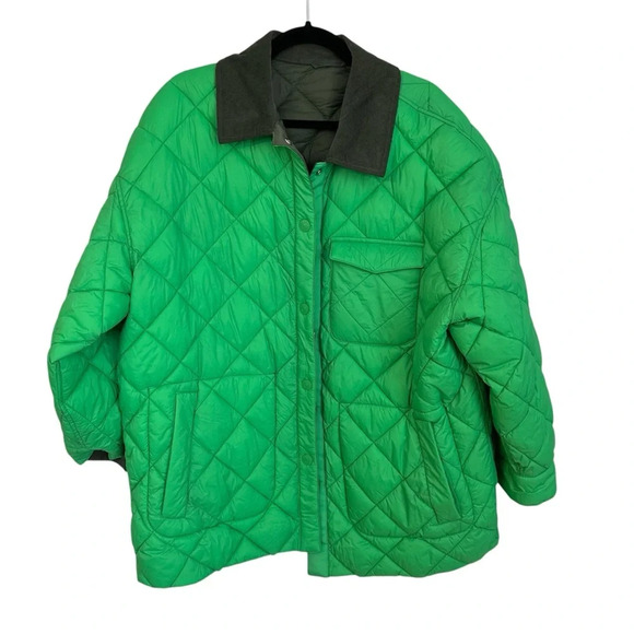 Calvin Klein Jeans Women’s Reversible Quilted Green Jacket Size L NWOT - Picture 1 of 13
